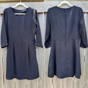 Tahari Black Sheath Dress 3/4 Sleeve Round Neck